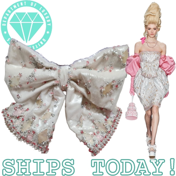 SPRING Easter MOSCHINO COUTURE Faux Fur Dress Marie Antoinette Embellished Beads - Picture 4 of 16